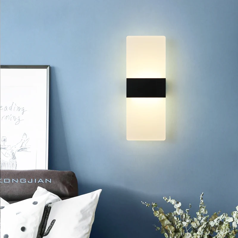 LED indoor wall lights, American and European standards, simple rectangular acrylic hotel door lights, bedroom bedside lights