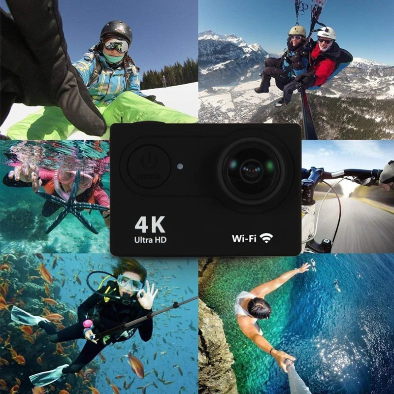 Action Camera Ultra HD 4K/30fps WiFi 2.0-inch 170D Underwater Waterproof Helmet Video Recording Cameras Sport Cam