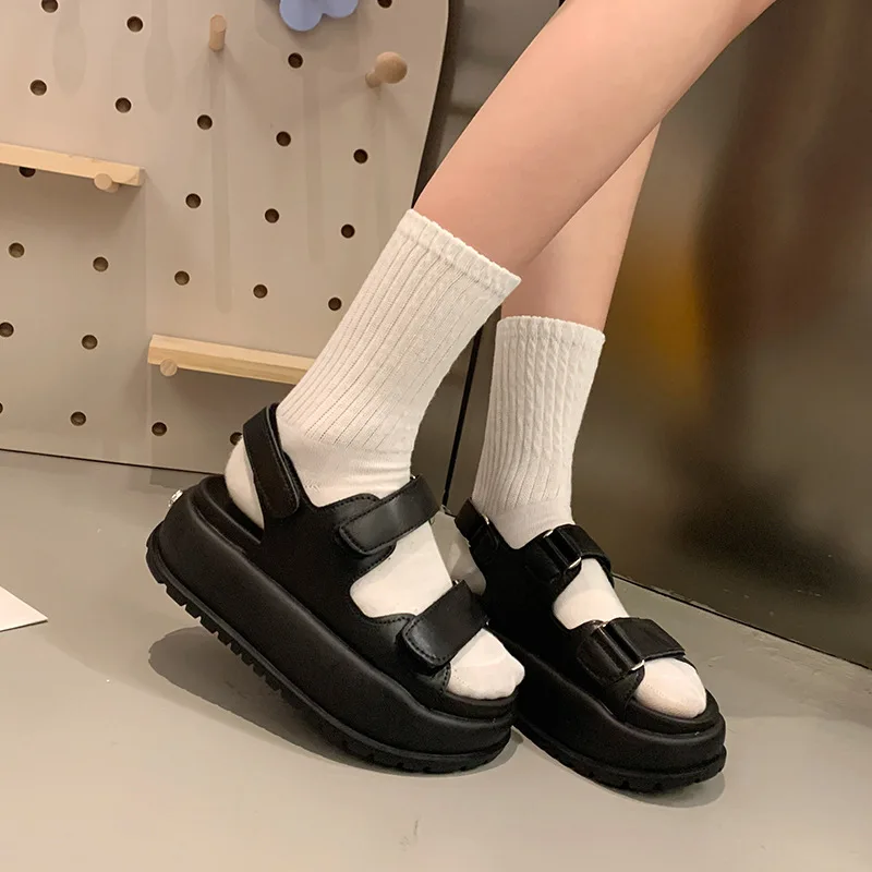 Comfort Shoes for Women 2024 Sandals Summer Heels Suit Female Beige Buckle Strap New Girls Outside Spring Black Clogs Low PU Rom