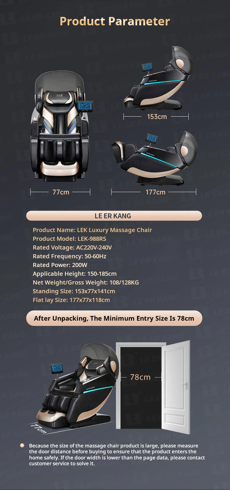 LEK Full Body Professional 3D Home Zero Gravity Intelligent Electric Automatic Luxury Heating Shiatsu Massage Chair Rocking Sofa