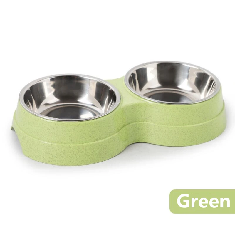Double Pet Bowls Dog Food Water Feeder Stainless Steel Pet Drinking Dish Feeder Cat Puppy Feeding Supplies Small Dog Accessories