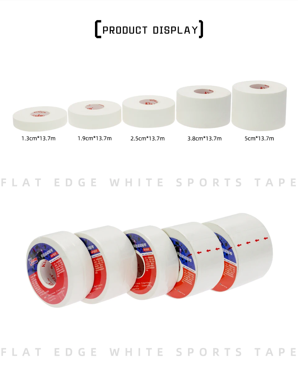 Kindmax White Sports Medical Athletic Tape No Sticky Residue & Easy to Tear for Athletes Trainers First Aid Injury Wrap 5 Sizes