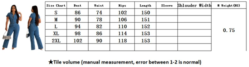 Summer Short Sleeve Turn-down Collar Elastic Waist Wide Leg Jeans Denim Jumpsuit Women Casual Stretchy Overalls One Pieces Woman