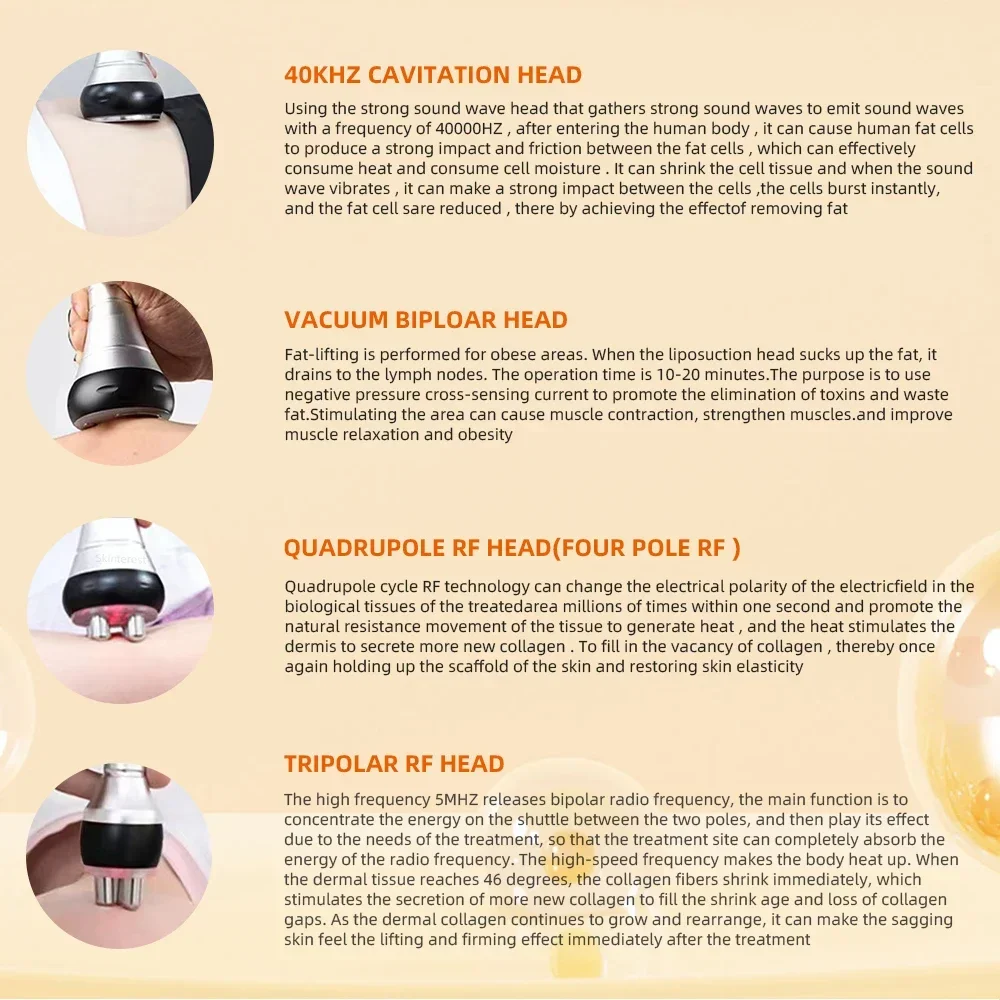 40K 3/4 IN 1 Cavitation Body Slimming Machine Facial Massager Skin Tighten Face Lifting Vacuum Suction Beauty Device