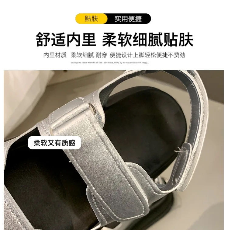Comfort Shoes for Women 2024 Sandals Summer Heels Suit Female Beige Buckle Strap New Girls Outside Spring Black Clogs Low PU Rom