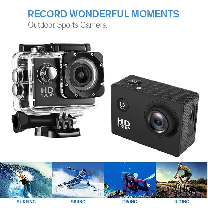 Action Camera Ultra HD 4K/30fps WiFi 2.0-inch 170D Underwater Waterproof Helmet Video Recording Cameras Sport Cammera Gro Pro