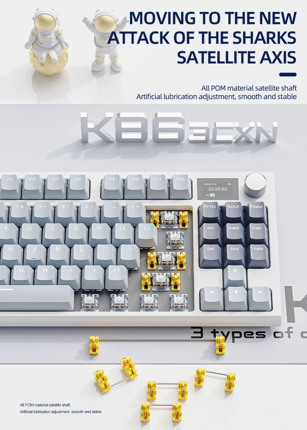 K86 Wireless Hot-Swappable Mechanical Keyboard Bluetooth/2.4g With Display Screen and Volume Rotary Button for Games and Work