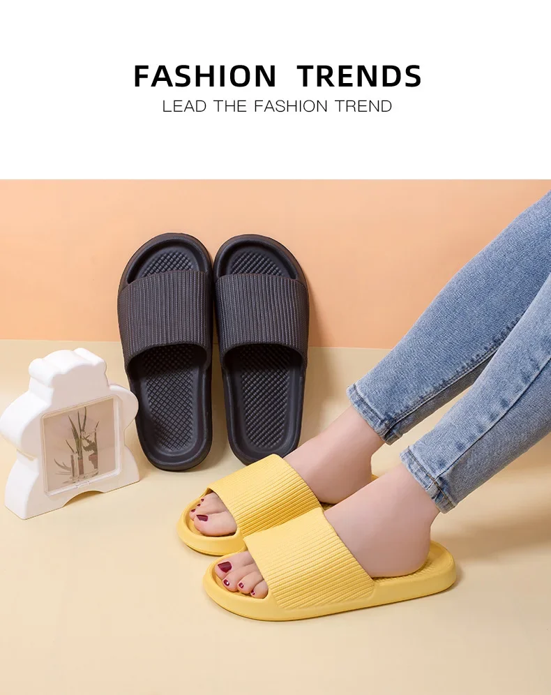New Fashion Solid Concise Summer Home Slippers Men's Women's EVA Lightweight Indoor Bathroom Slippers Couples Slide Beach Sandal