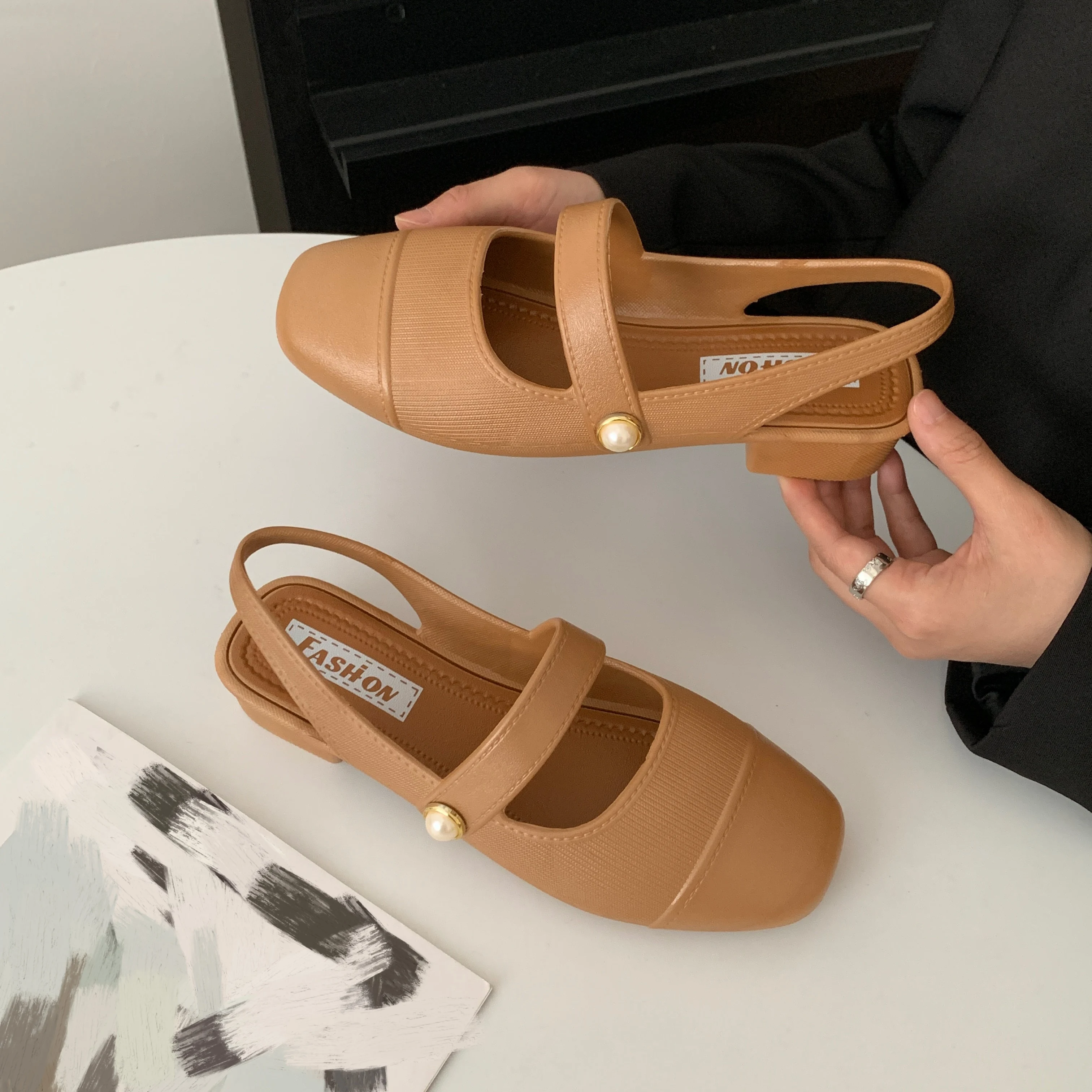 Women's New PVC Summer Sandals Casual Fashion Solid Color Single Shoes Daily Low Heel Women's Shoes