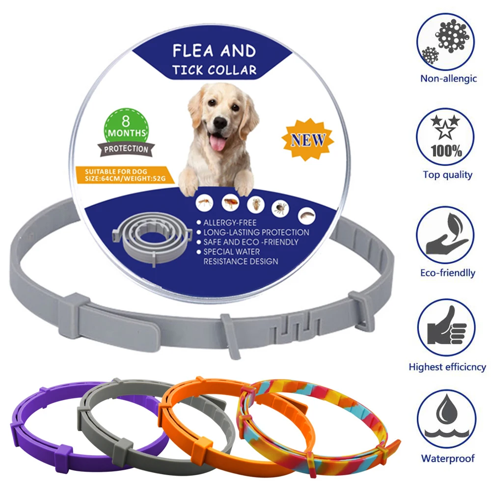Flea And Tick Collar Silicone Adjustable Dogs Cats Collar 8 Month Protection Anti-mosquitoes Insect Repellent Pet Supplies