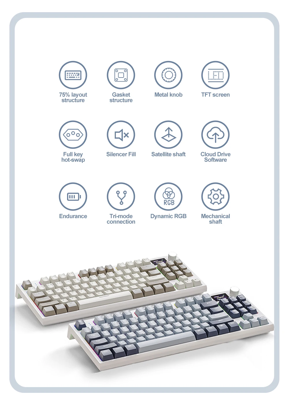 K86 Wireless Hot-Swappable Mechanical Keyboard Bluetooth/2.4g With Display Screen and Volume Rotary Button for Games and Work